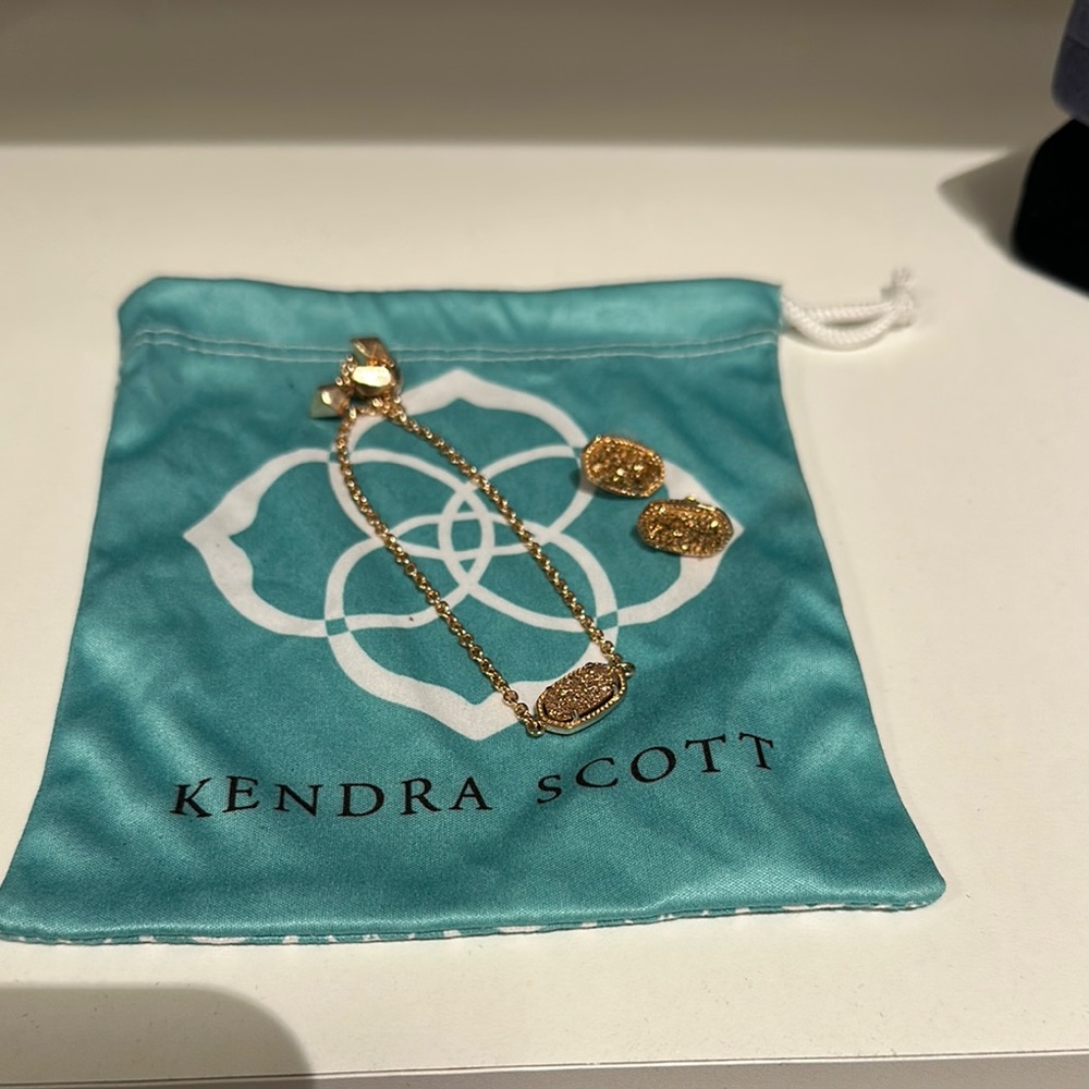 Kendra Scott Rose Gold Bracelet and Earrings Set